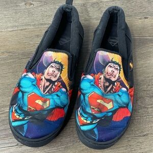DC Comics Mens Novelty Superman Slip On Canvas Casual Shoes Black, sz 8